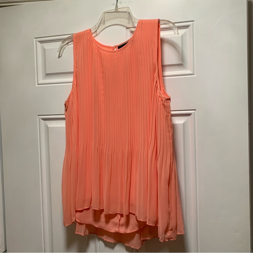 Apt. 9 Orange Sleeveless Asymmetrical Pleated Blouse